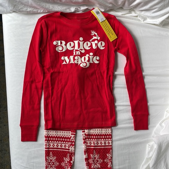 NWT Kids Old Navy Christmas Pajamas Size L (10) Red and White Fair Isle - Picture 4 of 4